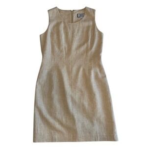 Bice‎ Sag Harbor Dress 55% Linen Sleeveless Sheath Career Party Beige Dress Sz 8